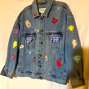 Taylor Swift inspired upcycled jean jacket-XL